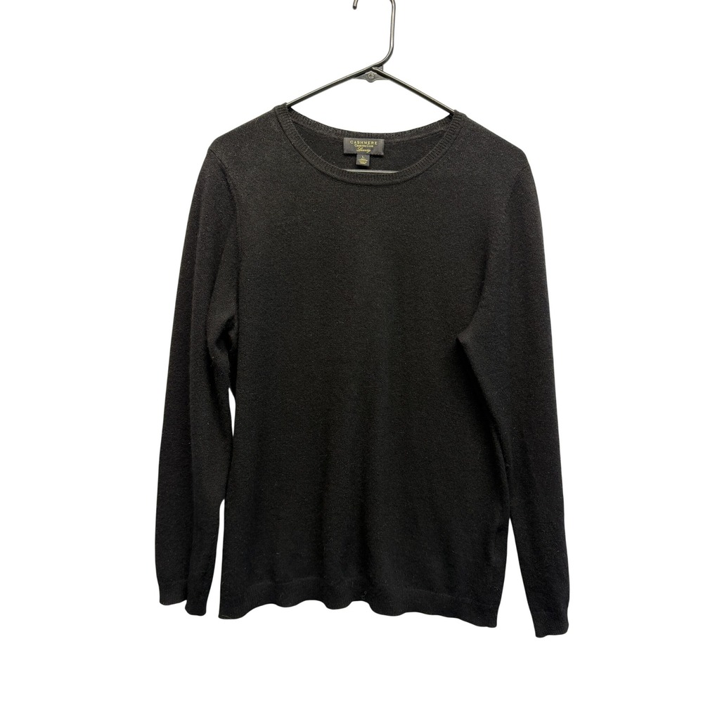 Charter Club Luxury 100% Cashmere Crew Neck Sweater Black Large L